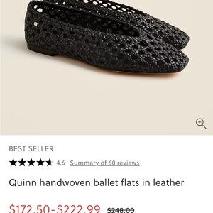 J. Crew Quinn Leather Woven Flats. blacks. NEW